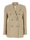 Golden Goose Beige Double-breasted Blazer With Peak Revers In Wool Woman In Beige