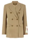 Golden Goose Double-breasted Blazer Heraldic Buttons In Beige