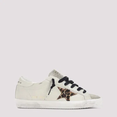 Golden Goose Beige Lace Up Sneakers In White