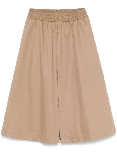GOLDEN GOOSE BEIGE MIDI SKIRT WITH ELASTIC