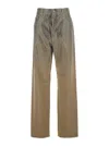 Golden Goose Beige Pants With Faded Crystal Embellishment And Belt Loops In Cotton Blend Woman In Neutral