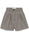 Golden Goose Herringbone Print Wool Shorts In Gray