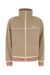 Golden Goose Womens Light Beige Zipped Sweatshirt With White Logo In Palekhakipapyrus