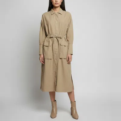 Pre-owned Golden Goose Beige Poplin Drawstring Lola Trench Coat S In Sand