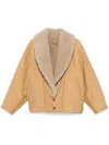 Golden Goose Women's Luxurious 100% Leather Jacket In Beige