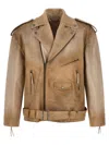 Golden Goose Beige Solid Notched Lapel Jacket In Beige