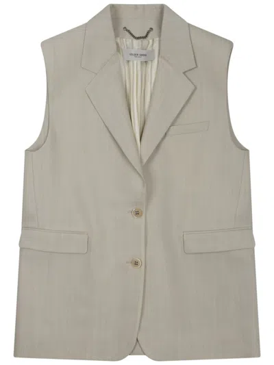 GOLDEN GOOSE WOMEN BEIGE SOLID NOTCHED LAPEL JACKET