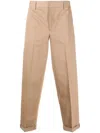 Golden Goose Khaki Beige Cotton Blend Trousers In Green