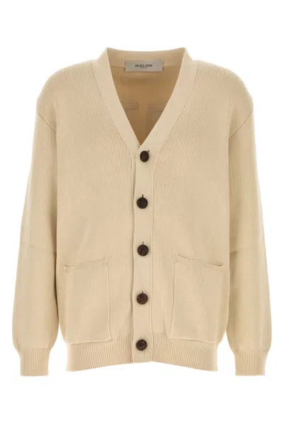 Golden Goose Beige Stretch Cotton Blend Cardigan In Neutral
