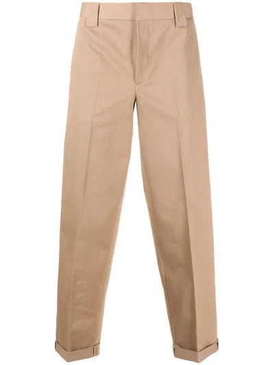 Golden Goose Tailored Beige Trousers With Straight Leg In Brown