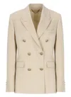 Golden Goose Beige Double-breasted Blazer With Peak Revers