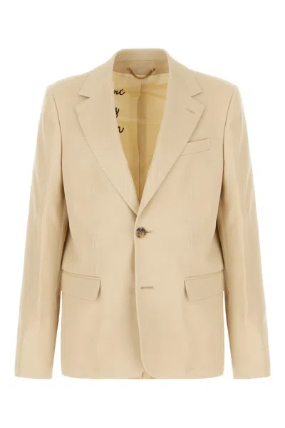 Golden Goose Blazer Wool Blend Notched Lapel In Neutral