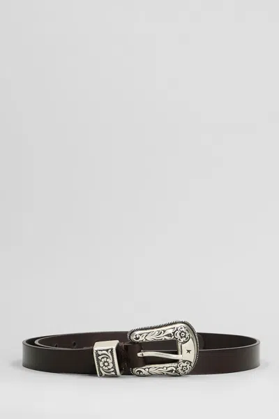 Golden Goose Belt New Tex Belts In Dark Brown Leather In Black