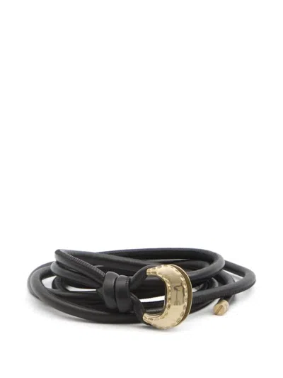 Golden Goose Belt New Tex Hook Tubolar Nappa Leather Body With Metal End Caps Accessories In Black