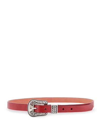 GOLDEN GOOSE BURGUNDY BUCKLE BELT
