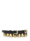 Golden Goose Women Belt Trinidad Thin Washed Leather Flesh Side With Studs In Gold