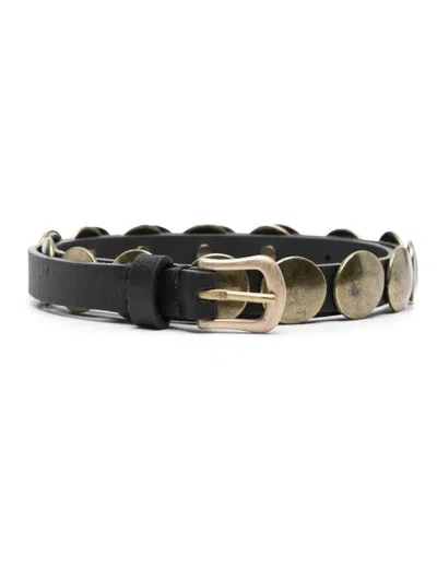 Golden Goose Belt Trinidad Thin Washed Leather Flesh Side With Studs Accessories