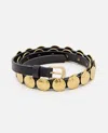 Golden Goose Belt Trinidad Thin Washed Leather Flesh Side With Studs In Black