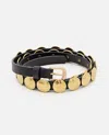 Golden Goose Belt Trinidad Thin Washed Leather Flesh Side With Studs In Black