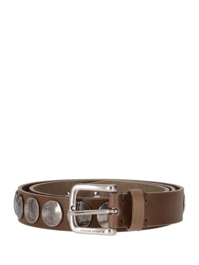 Golden Goose Belt Trinidad Washed Leather Studs In Brown