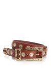 Golden Goose Belt With Amber Inserts Leather Body With Metallic Gold Flower Details Belts Brown In Brown