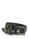 Golden Goose Belt With Amber Inserts Leather Body With Ruthenium Flower Details Belts Black In Black