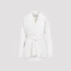 Golden Goose Shawl Collar Cardigan With Floral Embroidery And Self-tie Belt In Neutral