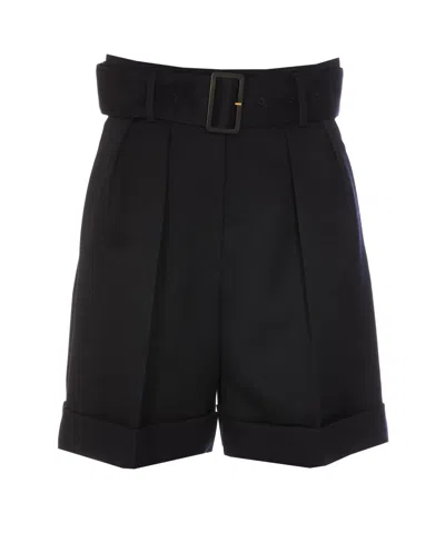 Golden Goose Belted Virgin Wool-blend Shorts In Navy