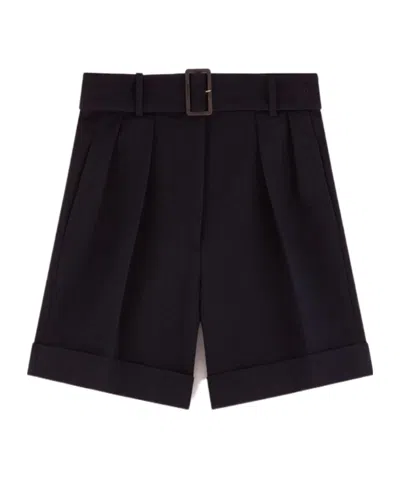 Golden Goose Belted Virgin Wool-blend Shorts In Black
