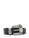Golden Goose Leather Decorative-buckle Belt In Black