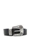 Golden Goose Leather Decorative-buckle Belt In Black