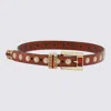 Golden Goose Belt With Amber Inserts Leather Body With Metallic Gold Flower Details Belts Brown