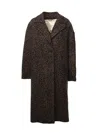 Golden Goose Cocoon Coat In Faded Leopard Jacquard Wool In Brown