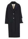 Golden Goose Single-breasted Long Coat In Virgin Wool In Blue