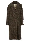 Golden Goose Cocoon Coat In Faded Leopard Jacquard Wool In Brown