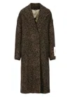 Golden Goose Single-breasted Cocoon Coat With Jacquard Motif In Brown