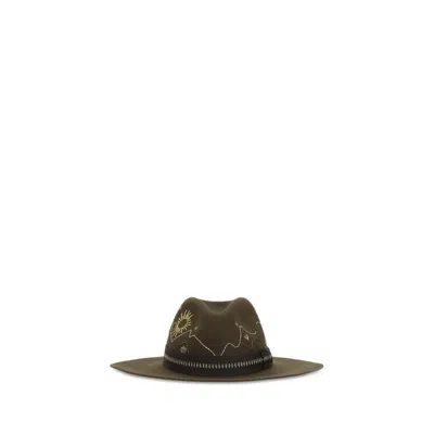 Golden Goose Bicolor Wool Oves Aries Fedora In Green