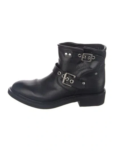 Pre-owned Golden Goose Biker Basso Tochetto Leather Moto Boots In Black