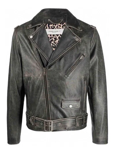 Golden Goose Biker Jacket In Black
