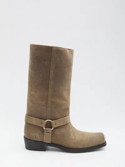 Golden Goose Biker Square Waxed Suede Upper With Strap And Accessory Boot In Brown