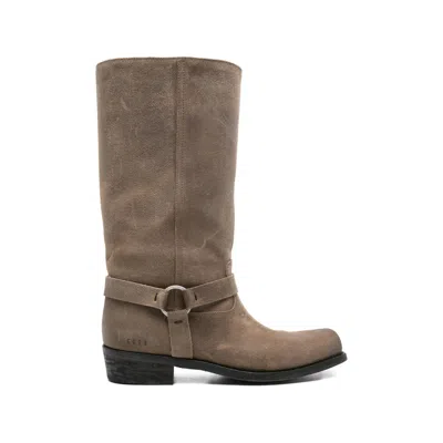 Golden Goose Biker Suede Boots In Brown