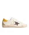 Golden Goose Bio-based Super-star With Red Glitter Star And Leather Heel Tab In White