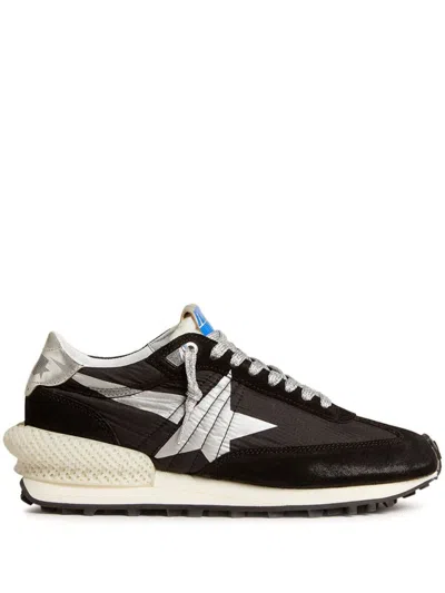 Golden Goose Running Marathon Nylon Upper Suede Toe Annd Spur Printed Star Laminated Heel Sneakers Black