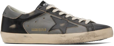 Golden Goose Black & Gray Super-star Double Quarter Sneakers In Black/grey