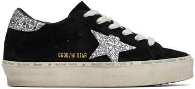 Golden Goose Hi Star Suede Sneakers With Glittered Star And Heel Tab In Black