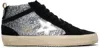Golden Goose Black Mid Star Leather Sneakers In 90179 Black/silver