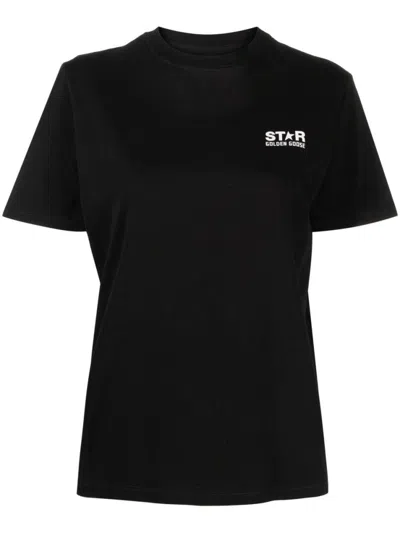GOLDEN GOOSE BLACK BLACK LOGO COTTON T-SHIRT