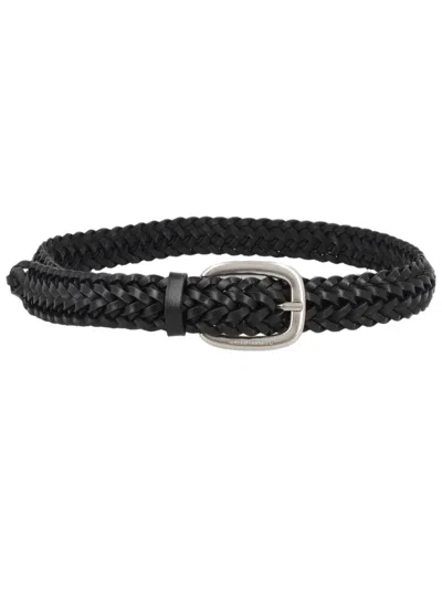 Golden Goose Black Braided Cow Leather Belt