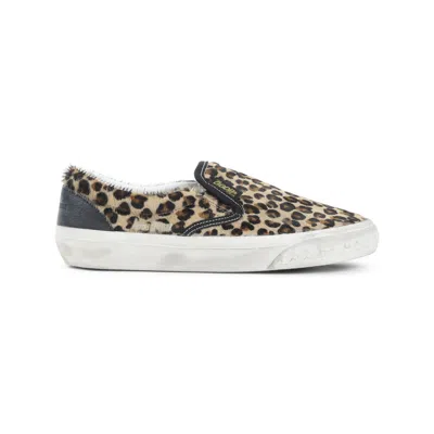 Golden Goose Brown Low Top Sneakers With Embossed Logo On The Heel And All-over Leopard Motif In Leather Woman