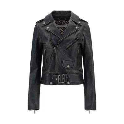 Golden Goose Black Calf Leather Bos Taurus Biker Jacket
